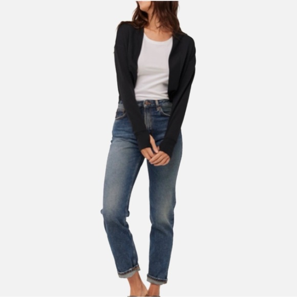 Pact The Studio Shrug Open Front Cardio NWT Black Medium/Large Organic Cotton - Picture 4 of 13